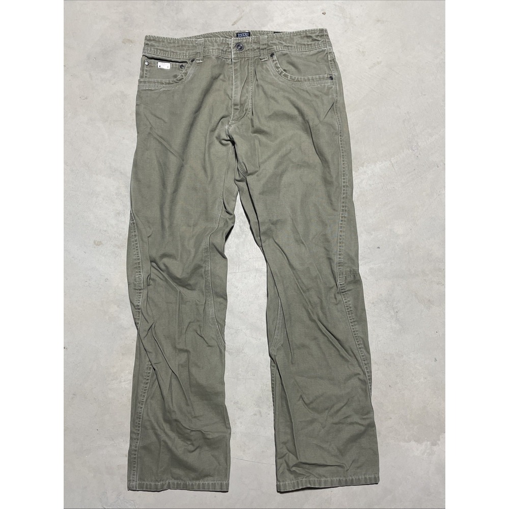 KUHL Outkast Cotton Canvas Pants Vintage Patina Faded Olive Hike Men's SZ 33x32